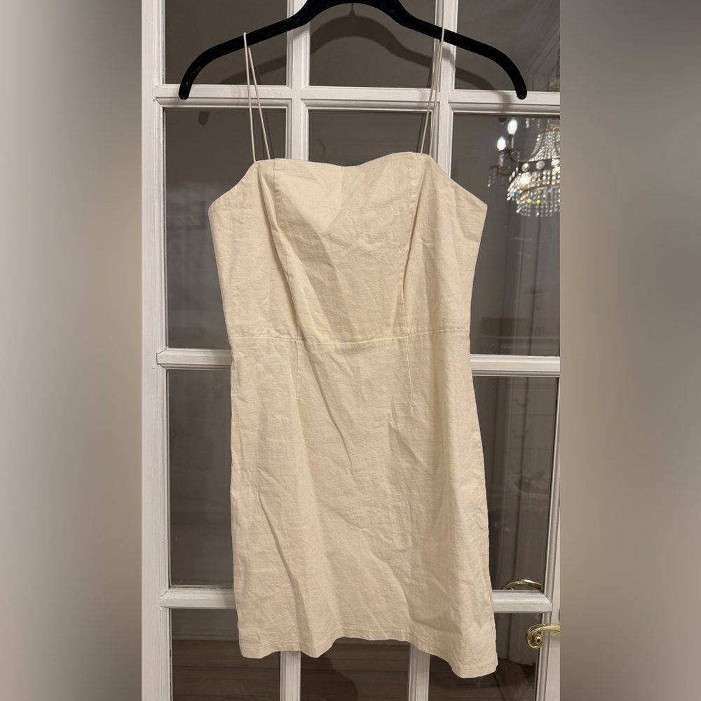 URBAN OUTFITTERS Women’s Cream Linen Blend Sleeveless Mini Dress Size 0
